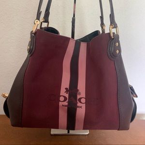 Coach Horse Carriage Stripe Jacquard Edie 31 a bold center strip Like New